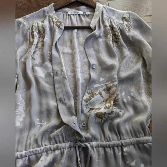 Aritzia Babaton Bennett Floral Gray100% Silk Mini Dress Womens Size S Luxury - Picture 6 of 13